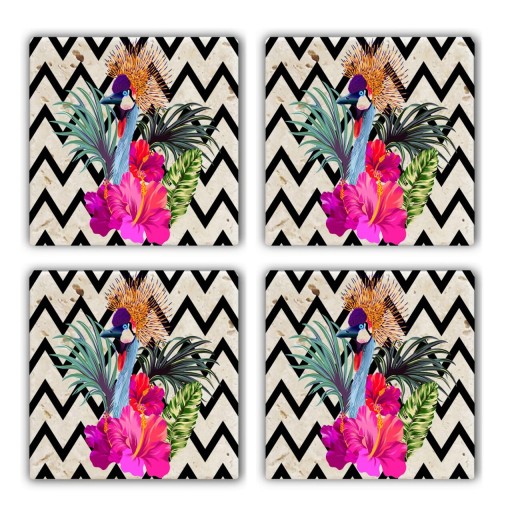 Set suporturi de pahare, Taylor, 366TYR1152, Piatra, 10 x 10 x 1 cm, 4 piese, Multicolor
