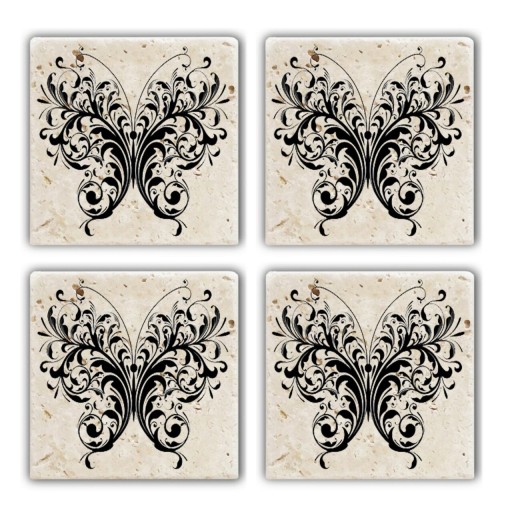 Set suporturi de pahare, Taylor, 366TYR1139, Piatra, 10 x 10 x 1 cm, 4 piese, Multicolor