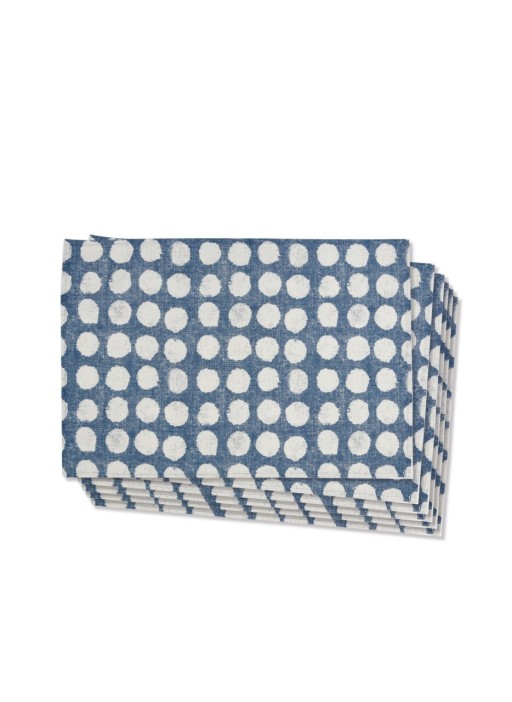 Set suporturi pentru farfurie, Mia, 280TMA1551, Poliester, Alb/Albastru