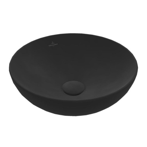 Lavoar rotund tip bol Villeroy&Boch Loop&Friends 38cm cu preaplin CeramicPlus montare pe blat negru