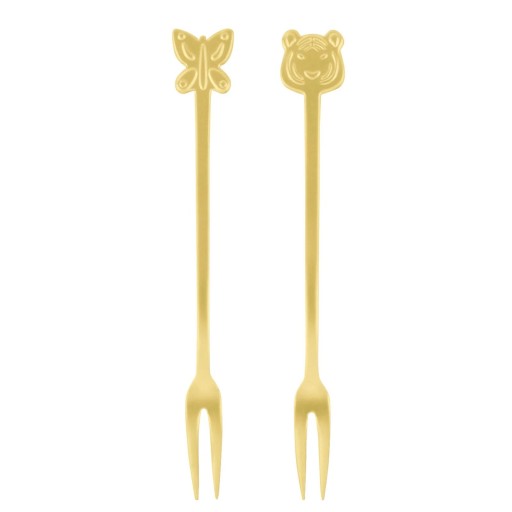 Set 2 furculite Sambonet Party Fashion inox auriu antichizat