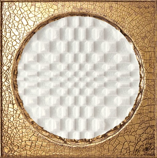 Decor faianta Iris Citta di Faenza 15x15cm 10mm cutie 0.09 metri patrati Bianco Decoro Oro Glossy