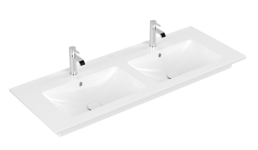 Lavoar dublu Villeroy&Boch Venticello 130x50cm CeramicPlus montare pe mobilier alb