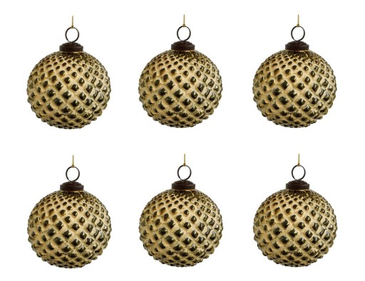 Set 6 decoratiuni brad Deko Senso Diamond glob 9cm sticla auriu inchis