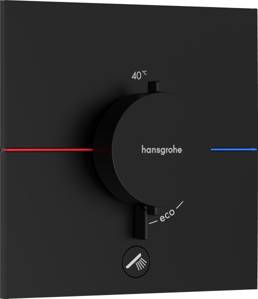 Baterie cada - dus termostatata Hansgrohe ShowerSelect Comfort E cu montaj incastrat necesita corp ingropat negru mat