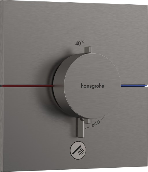 Baterie dus termostatata Hansgrohe ShowerSelect Comfort E cu montaj incastrat necesita corp ingropat negru periat