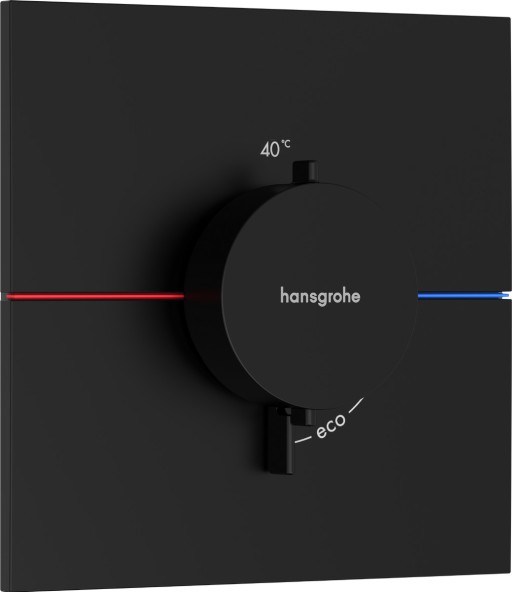 Baterie dus termostatata Hansgrohe ShowerSelect Comfort E cu montaj incastrat necesita corp ingropat negru mat