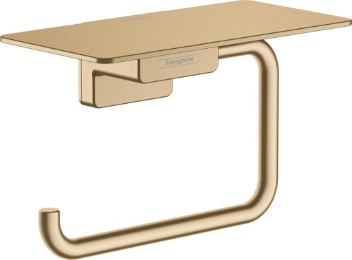 Suport hartie igienica cu raft Hansgrohe AddStoris bronz periat