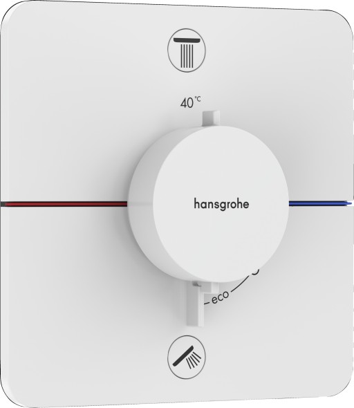 Baterie cada - dus termostatata Hansgrohe ShowerSelect Comfort Q cu 2 functii montaj incastrat necesita corp ingropat alb mat
