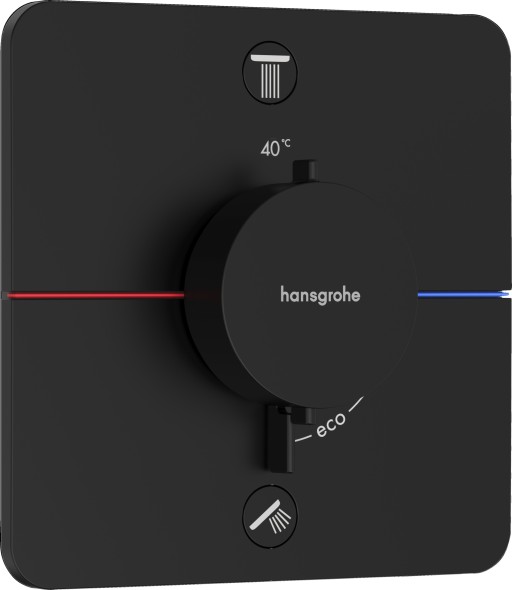 Baterie cada - dus termostatata Hansgrohe ShowerSelect Comfort Q cu 2 functii montaj incastrat necesita corp ingropat negru mat