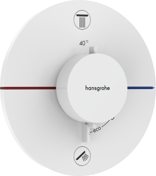 Baterie cada - dus termostatata Hansgrohe ShowerSelect Comfort S cu 2 functii montaj incastrat necesita corp ingropat alb mat
