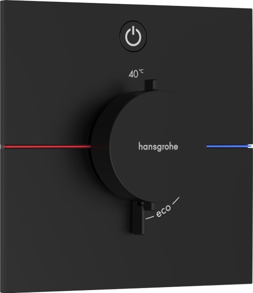 Baterie dus termostatata Hansgrohe ShowerSelect Comfort E On/Off cu montaj incastrat necesita corp ingropat negru mat