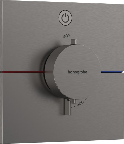 Baterie dus termostatata Hansgrohe ShowerSelect Comfort E On/Off cu montaj incastrat necesita corp ingropat negru periat
