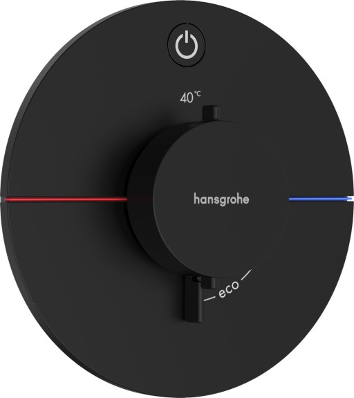 Baterie dus termostatata Hansgrohe ShowerSelect Comfort S On/Off cu montaj incastrat necesita corp ingropat negru mat