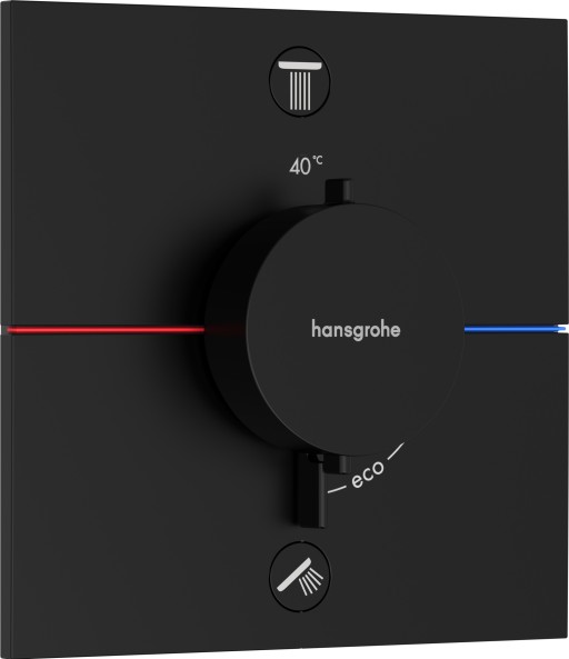 Baterie cada - dus termostatata Hansgrohe ShowerSelect Comfort E cu 2 functii montaj incastrat necesita corp ingropat negru mat