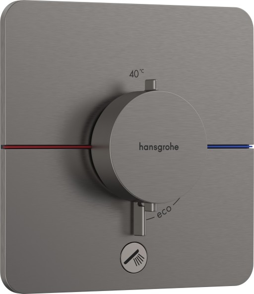 Baterie dus termostatata Hansgrohe ShowerSelect Comfort Q cu montaj incastrat necesita corp ingropat negru periat