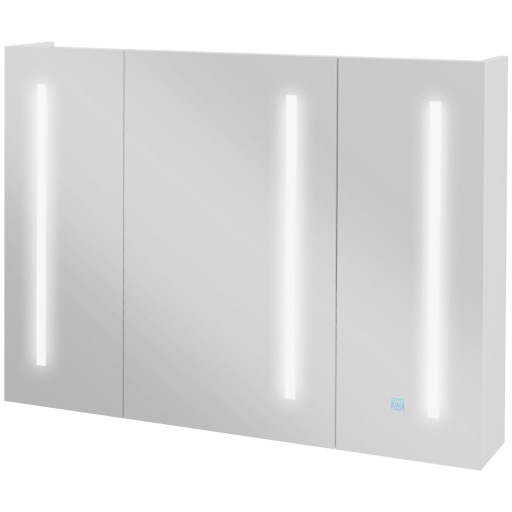 Kleankin Dulap cu Oglindă LED pentru Baie, USB, Raft Reglabil, 90x15x70cm, Alb Lucios | Aosom Romania