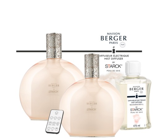Difuzor ultrasonic parfum Maison Berger Starck Rose cu parfum Peau de Soie
