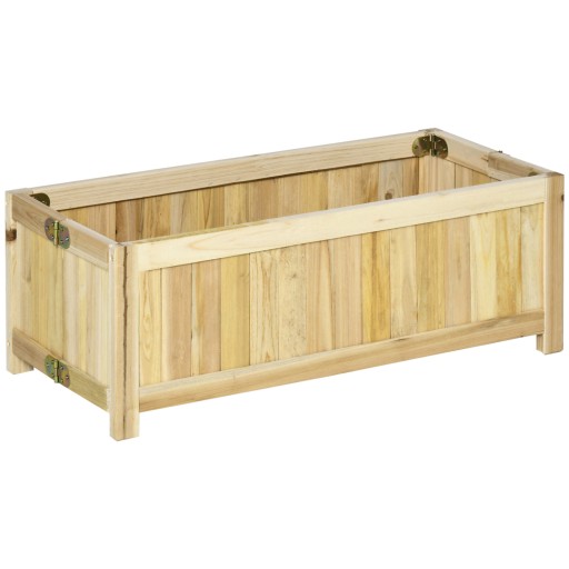 Jardiniera din Lemn Pliabila de Exterior Outsunny, Inchisa ermetic cu Baza de Scurgere, 70x30x25cm | Aosom Ro