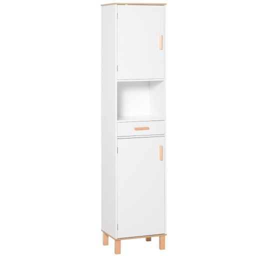 kleankin Dulap Coloana Space Saver din Lemn pentru Baie Alb