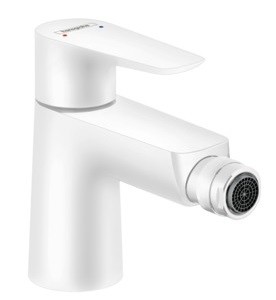 Baterie bideu Hansgrohe Talis E cu ventil pop-up alb mat