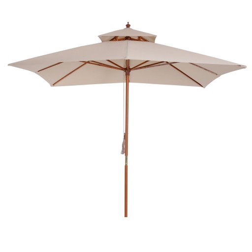 Outsunnt Umbrela de Soare de Gradina Acoperis Dublu , Bambu si Poliester,Crema, 3x3m | Aosom Ro