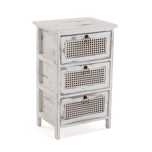 Dulap baie cu 3 rafturi Old White, Versa, 37 x 27 x 59 cm, lemn de paulownia, alb