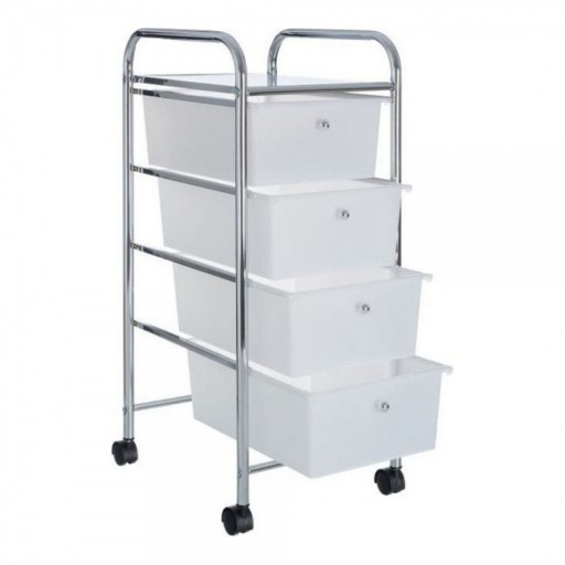 Carucior pentru depozitare cu 4 sertare Confortime, 33x32.5x78 cm, metal, alb
