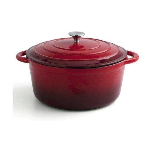 Oala cu capac, Bidasoa, Fierro, 6 L, fonta, rosu