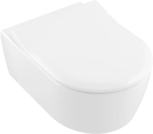 Set vas WC suspendat Villeroy & Boch Avento DirectFlush Ceramic Plus si capac slim cu inchidere lenta alb Alpin