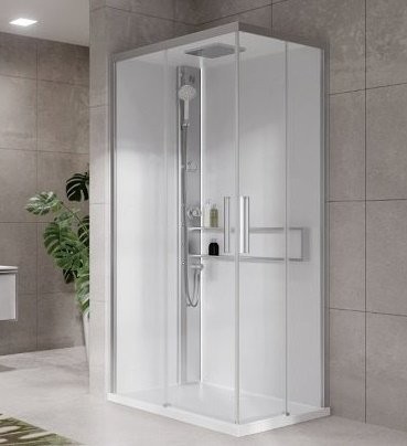 Cabina de dus dreptunghiulara cu hidromasaj Novellini Glax 2 2.0 A Hydro 100x70cm cadita joasa 4.5cm orientare stanga finisaj Silver