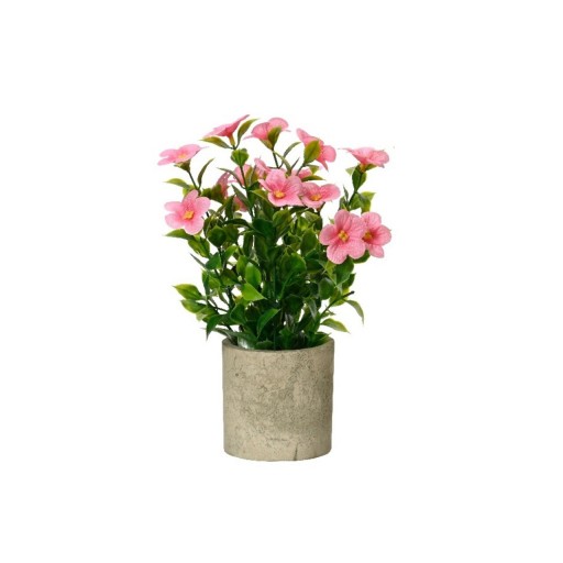 Floare artificiala in ghiveci Catharanthus, Decoris, Ø10 x 25 cm, hartie, roz