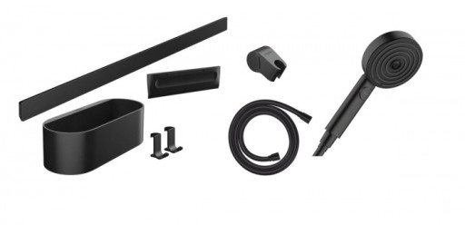 Set accesorii cabina de dus culoare negru mat Hansgrohe WallStoris Activation EcoSmart