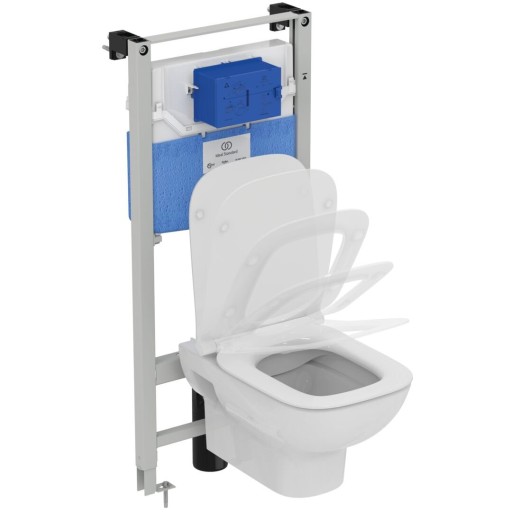 Set vas wc Ideal Standard i.life A Rimless+ cu capac inchidere lenta si rezervor incastrat cu cadru Prosys 120M