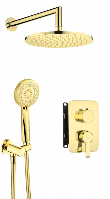 Set de dus incastrat cu baterie inclusa, culoare auriu lucios, Deante Arnika