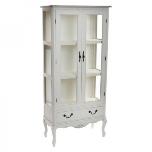 Vitrina, DKD Home Decor, 75 x 35 x 160 cm, lemn/sticla, alb
