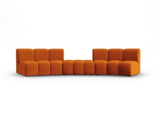 Canapea semirotunda 4 locuri, Lupine, Micadoni Home, BL, 367x118x70 cm, velur, caramiziu