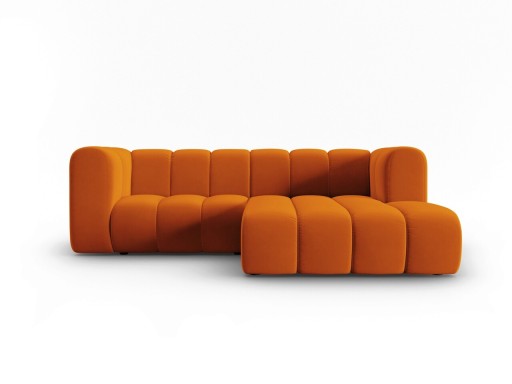 Coltar dreapta 3 locuri, Lupine, Micadoni Home, BL, 228x175x70 cm, catifea, caramiziu