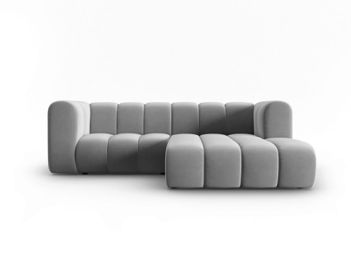 Coltar dreapta 3 locuri, Lupine, Micadoni Home, BL, 228x175x70 cm, catifea, gri