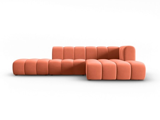 Coltar modular dreapta 5 locuri, Lupine, Micadoni Home, BL, fara cotiera, 294x175x70 cm, catifea, corai