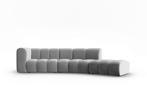 Canapea modulara dreapta 5 locuri, Lupine, Micadoni Home, BL, 335x166x70 cm, catifea, gri