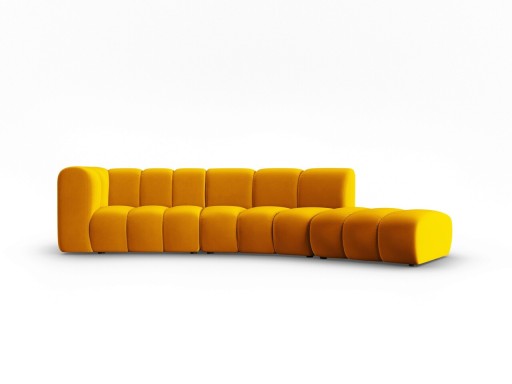 Canapea modulara dreapta 5 locuri, Lupine, Micadoni Home, BL, 335x166x70 cm, catifea, galben