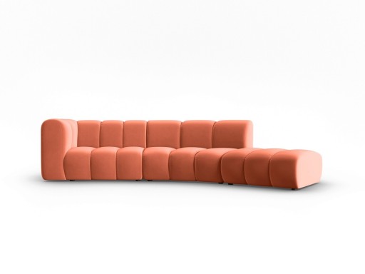 Canapea modulara dreapta 5 locuri, Lupine, Micadoni Home, BL, 335x166x70 cm, catifea, corai
