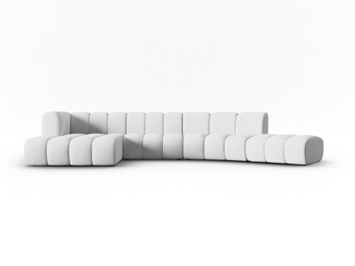 Coltar modular stanga 6 locuri, Lupine, Micadoni Home, BL, 425x175x70 cm, poliester chenille, gri deschis