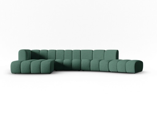 Coltar modular stanga 6 locuri, Lupine, Micadoni Home, BL, 425x175x70 cm, poliester chenille, verde