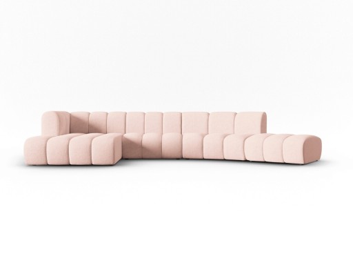 Coltar modular stanga 6 locuri, Lupine, Micadoni Home, BL, 425x175x70 cm, poliester chenille, roz