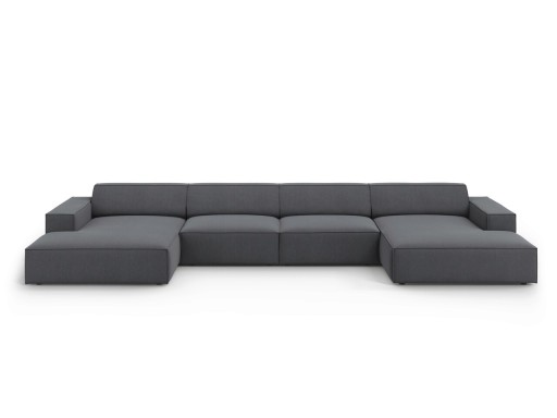 Canapea panoramica 6 locuri, Jodie, Micadoni Home, BL, 364x166x70 cm, poliester, gri inchis