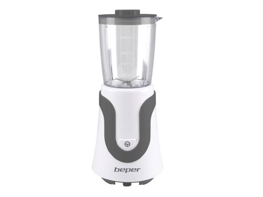 Mini blender de masa Beper, 300 W, 10x10.5x28 cm, inox, alb/gri