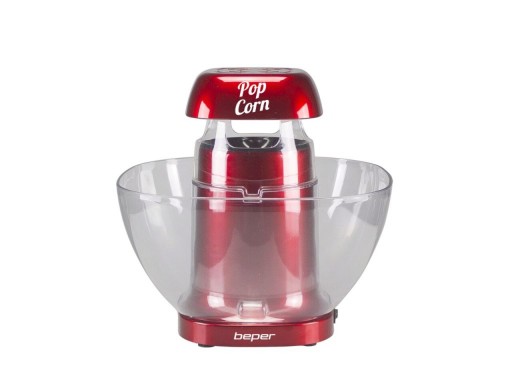 Aparat pentru popcorn Beper, 1200 W, 28.5x28.5x27 cm, ABS, rosu/transparent