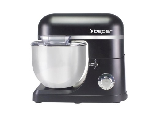 Mixer planetar Beper, 1500 W, 7 L, 41.7x27.8x37.6 cm, inox/plastic, negru